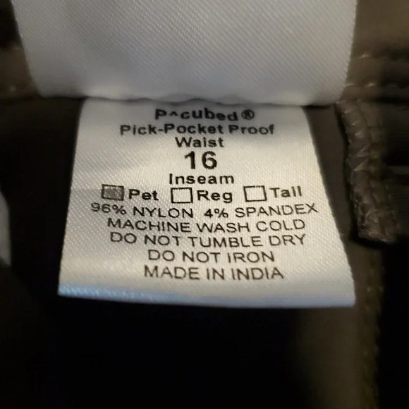 Clothing Arts P Cubed Travel Pick-pocket Proof Pants Gray Size 16 - Picture 11 of 13